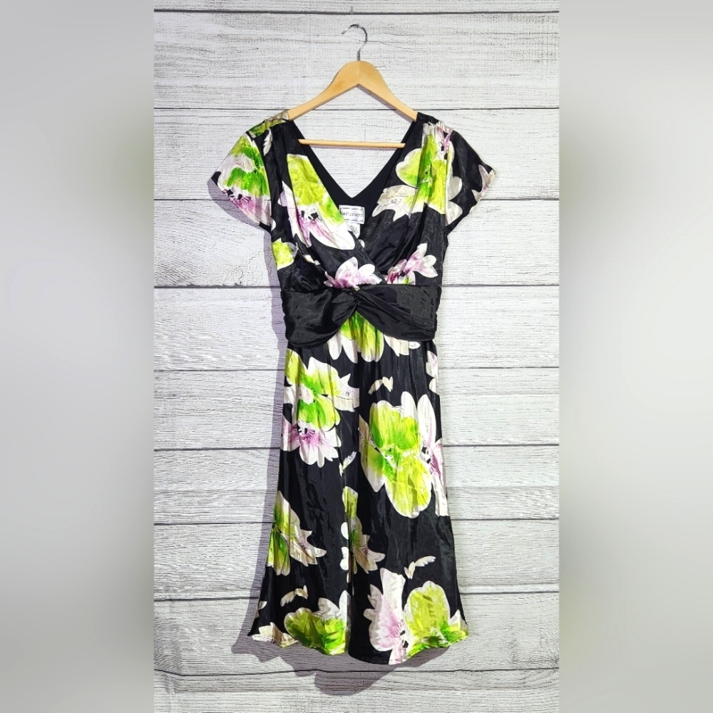 Vintage Karin Stevens Floral Dress, Size 10